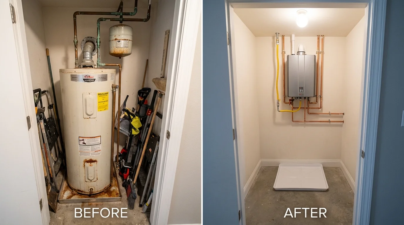 Tank water heater versus wall-mounted tankless unit comparison for Bottineau, ND homeowners