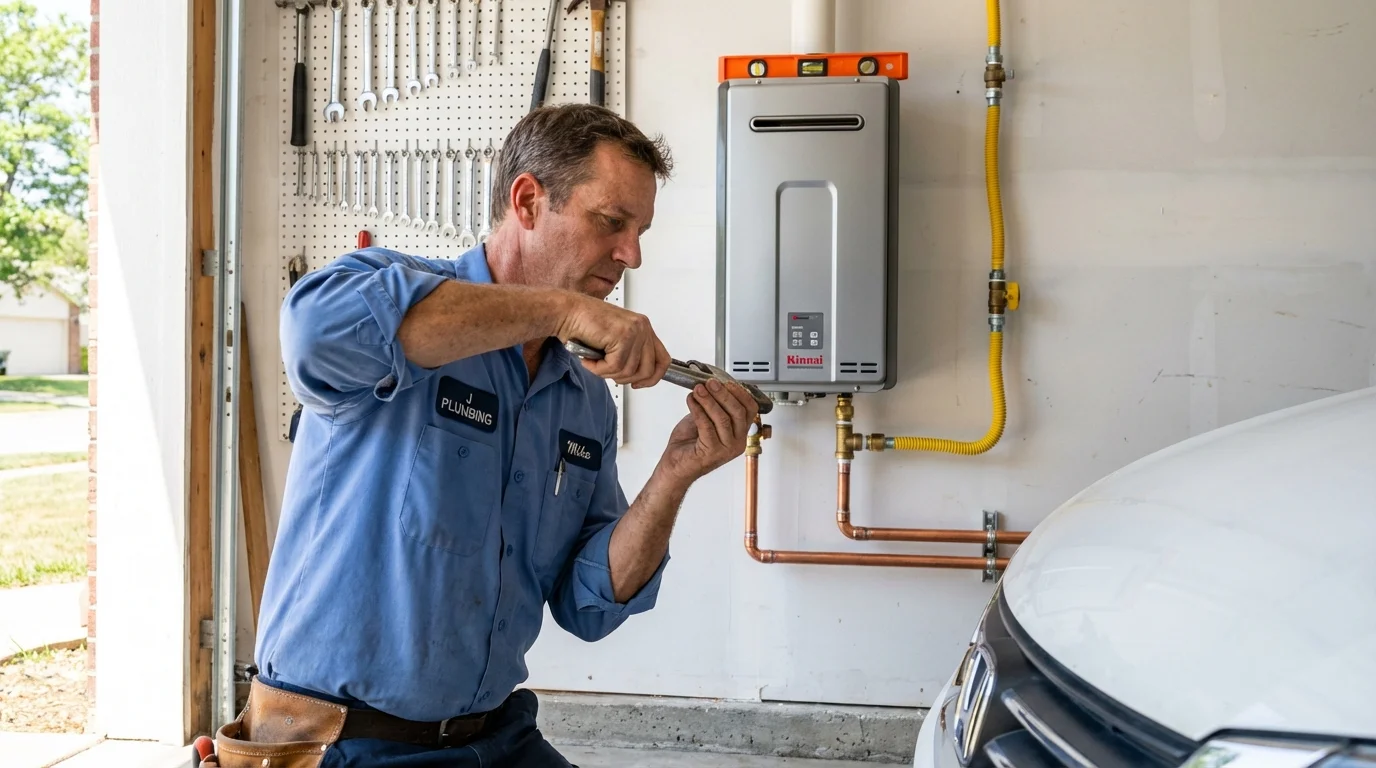 Tankless water heater installation by a Johns Plumbing LLC plumber in Bottineau